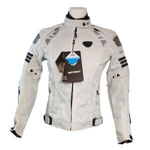White MOTOGIRL JACKET by MOTOBOY Women's Sz 4 SMALL Blk Zip Motorcycle Messenger